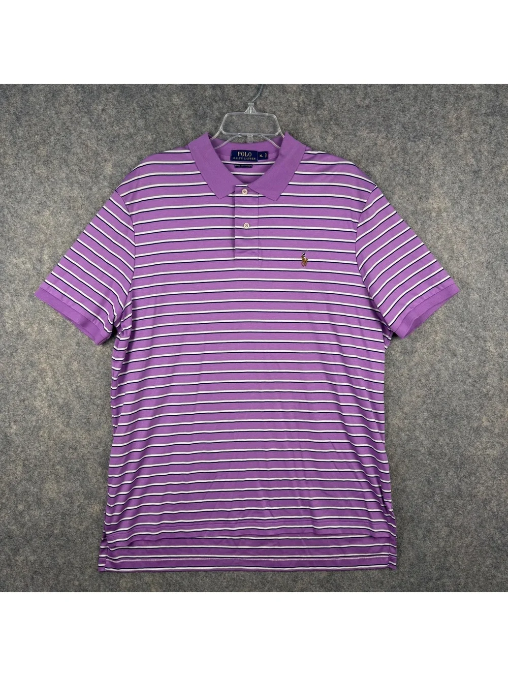 Polo Ralph Lauren Pima Soft Touch Polo Shirt Violet Navy Blue Stripe Size XL 761